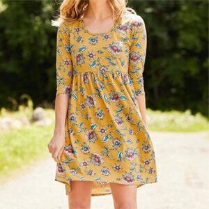 Matilda Jane Yellow Floral Dress Blue Leaves Boho Casual Cottagecore